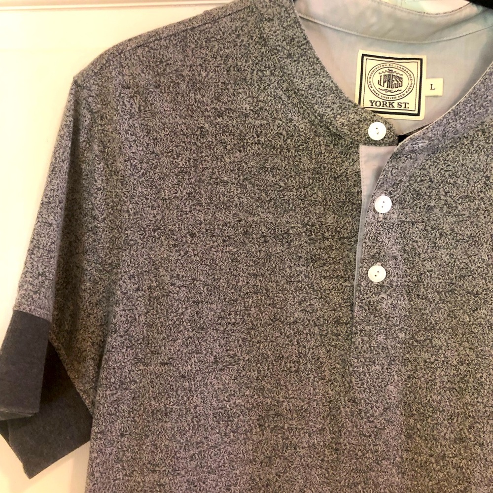 J. Press Heather Gray Cotton Henley T-Shirt Large